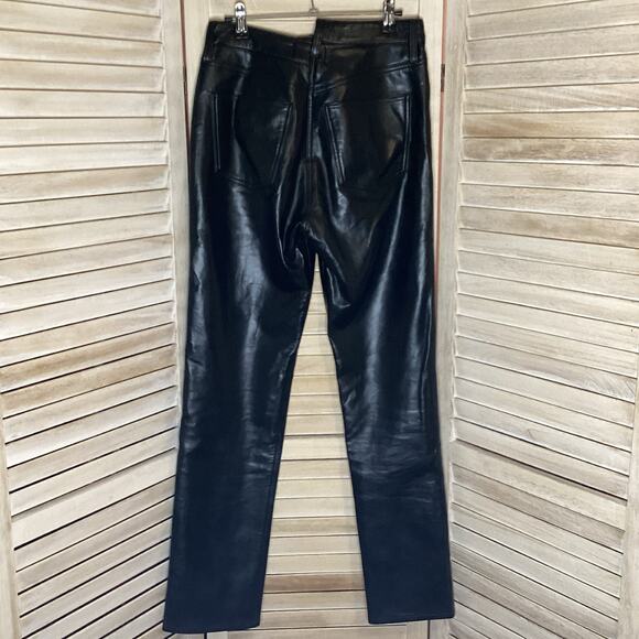Agolde Criss Cross Straight Black Soft Recycled Leather Pants 25 $378 - Picture 9 of 12